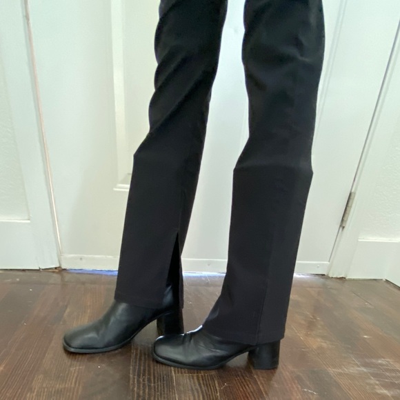 SOLD:.90s Black Leather Mid-Calf Chunky Boots - Picture 13 of 16